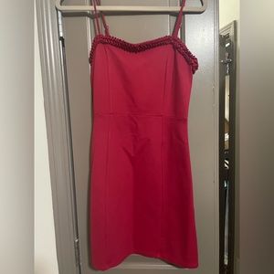 Red mini dress with fringe